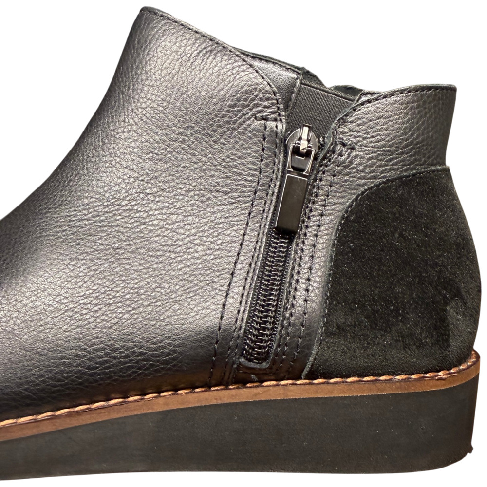 SOFTWALK Wesley Women 7.5M Black Leather Suede Ankle Boots Inside Asymmetric Zip - Picture 10 of 13